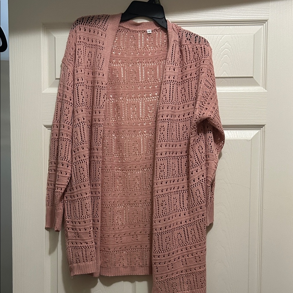 Pink Open-Knit Women's Sweater